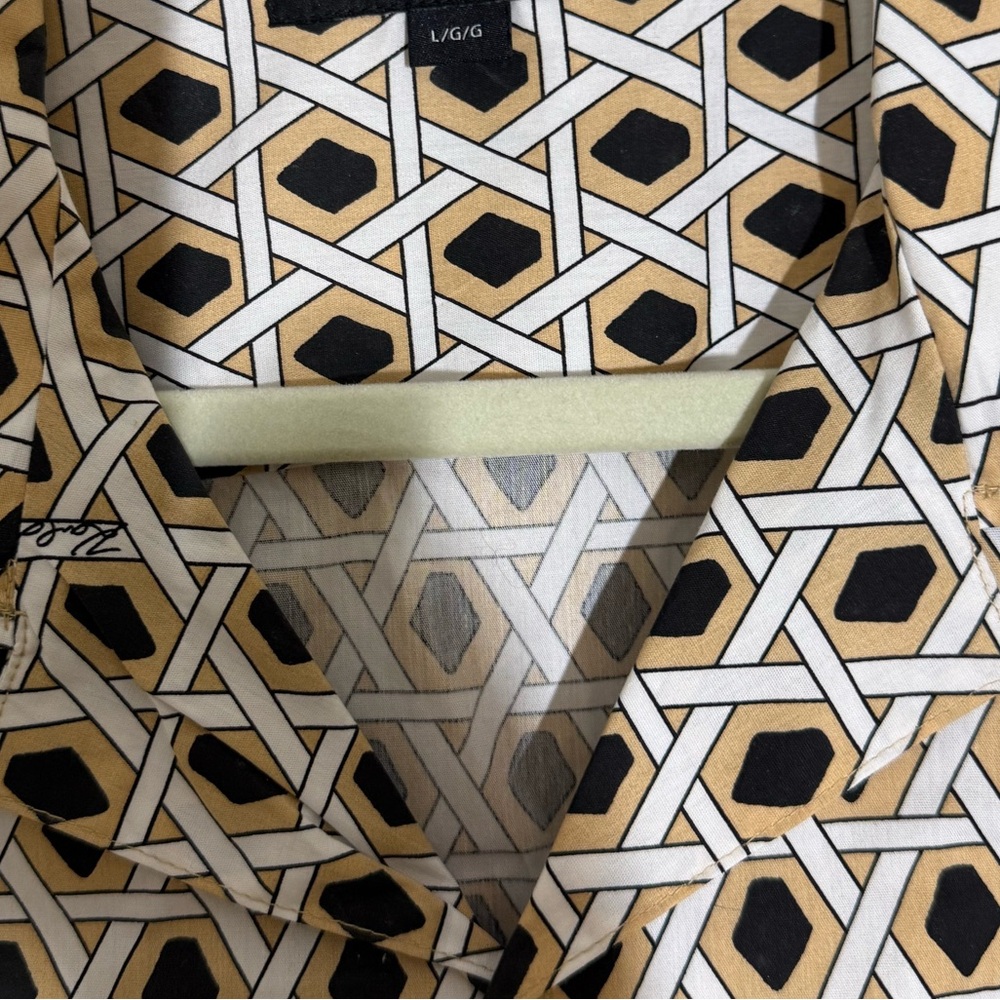 Karl Lagerfeld Geometric Pattern Shirt in Black, White, and Tan